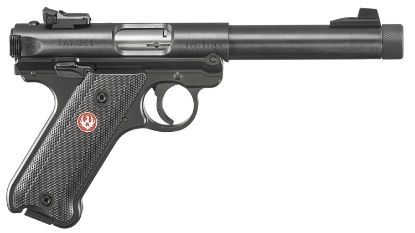 Picture of Ruger 40178 Mark Iv Target Exclusive Configuration 22 Lr 10+1 5.50" Blued Steel/Threaded/Bull Barrel, Blued Steel Slide & Aluminum Frame, Black Checkered Polymer Grips 