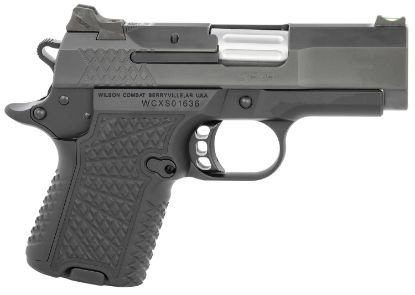 Picture of Wilson Combat Sfx9sc3 Sfx9 Sub-Compact 9Mm Luger 10+1 15+1 3.25" Stainless Steel Barrel, Black Dlc Serrated Stainless Steel Slide, Black Aluminum Frame W/Beavertail 