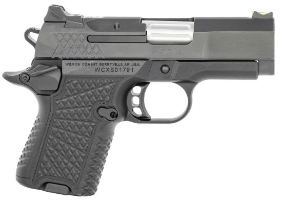 Picture of Wilson Combat Sfx9sc3a Sfx9 Sub-Compact 9Mm Luger 10+1 15+1 3.25" Stainless Steel Barrel, Black Dlc Serrated Stainless Steel Slide, Black Aluminum Frame W/Beavertail 