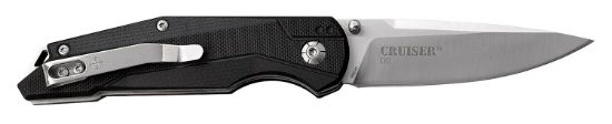 Picture of Elite Tactical Etfdr007cs Crusier 3" Folding Drop Point Plain Satin Black D2 Steel Blade/ Black G10 Handle Features Clamshell Packaging Includes Pocket Clip 