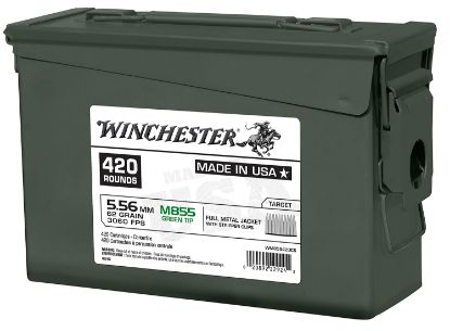 Picture of Winchester Ammo Wm855420cs Usa M855 Green Tip 5.56X45mm Nato 62 Gr Full Metal Jacket 420 Per Box/ 2 Case Ammo Can 