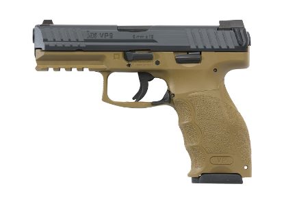 Picture of Hk 81000228 Vp9 9Mm Luger 4.09" 10+1 (3) Flat Dark Earth Black Steel Slide Flat Dark Earth Interchangeable Backstrap Grip Night Sights 