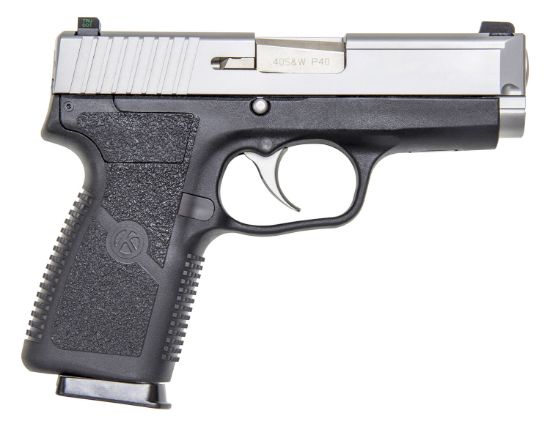 Picture of Kahr Arms Kp4043na P 40 S&W Caliber With 3.60" Barrel, 7+1 Capacity, Black Finish Frame, Serrated Matte Stainless Steel Slide, Textured Polymer Grip & Truglo Night Sights 