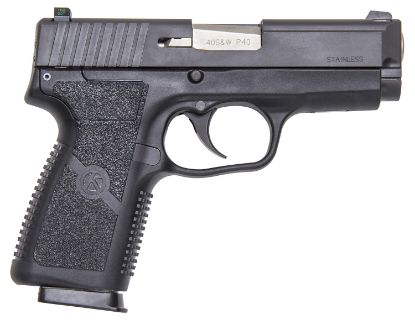 Picture of Kahr Arms Kp4044na P 40 S&W Caliber With 3.60" Barrel, 6+1 Or 7+1 Capacity, Black Finish Frame, Serrated Matte Black Stainless Steel Slide, Textured Polymer Grip & Truglo Night Sight 