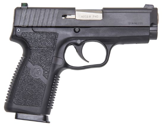 Picture of Kahr Arms Kp4044na P 40 S&W Caliber With 3.60" Barrel, 6+1 Or 7+1 Capacity, Black Finish Frame, Serrated Matte Black Stainless Steel Slide, Textured Polymer Grip & Truglo Night Sight 