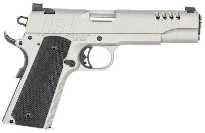 Picture of Auto-Ordnance 1911Tcac6 1911 A1 45 Acp 7+1 5" Savage Silver Cerakoate, Serrated/Ported Slide, Black Rubber Grips, Fixed 3-Dot Combat Day Sights 