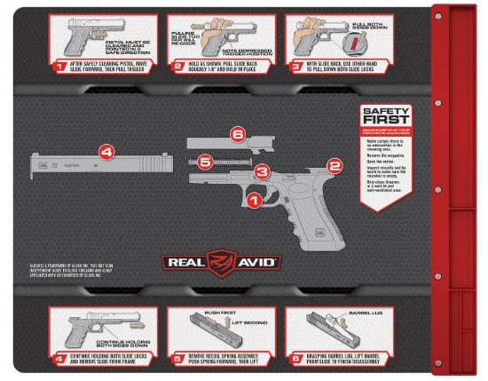 Picture of Real Avid Avglocksm Smart Mat Cleaning Mat Black/Gray Non-Slip Rubber 19" X 16" Glock Parts Diagram Illustration 