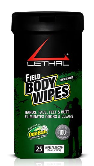 Picture of Lethal 9423W6725w Field Body Wipes Odor Eliminator Bamboo Fiber Wipes 25 Per Pkg 
