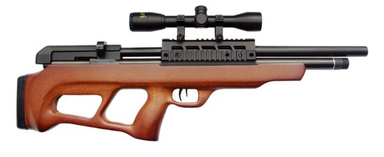 Picture of Beeman 1357 Under-Lever Pre-Charged Pneumatic 177 Pellet 12+1 Shot Black Black Receiver European Hardwood Scope 4X32mm 