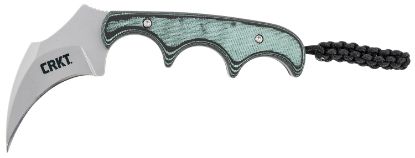 Picture of Crkt 2389 Keramin 2.31" Fixed Plain Bead Blasted 5Cr15mov Ss Blade/ Green Contoured Resin Infused Fiber Handle Includes Lanyard/Sheath 