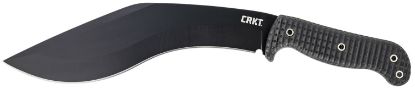 Picture of Crkt 2742 Kuk 10.56" Fixed Recurve Plain Black Powder Coated 65Mn Carbon Steel Blade/Black Textured Grn Handle Includes Sheath 