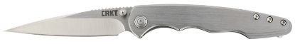 Picture of Crkt 7016 Flat Out 3.57" Folding Spear Point Plain Satin 8Cr13mov Ss Blade/ Bead Blasted Stainless Steel Handle Includes Pocket Clip 