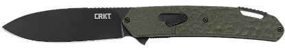 Picture of Crkt K542gkp Bona Fide 3.52" Folding Modified Drop Point Plain Black Pvd 4116 Stainless Steel Blade/Od Green Aluminum Handle Includes Pocket Clip 