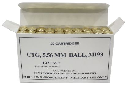 Picture of Armscor 50174 Precision M193 5.56X45mm Nato 55 Gr Full Metal Jacket 20 Per Box/ 50 Case 
