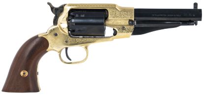 Picture of Pietta Pf58bre44512 1858 Sheriff 44 Cal 5.50" 6Rd Brass Frame Engraved Brass Frame, Blued Engraved Cylinder, Blued Engraved Steel, Barrel Walnut Grip 