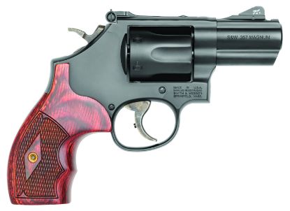 Picture of Smith & Wesson 13323 Model 19 Performance Center Carry Comp 357 Mag Or 38 S&W Spl +P Blued Carbon Steel 2.50" Powerport Barrel, 6Rd Cylinder & K-Frame, Tritium Front Night Sight, Custom Wood Grip 