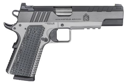 Picture of Springfield Armory Px9220l 1911 Emissary 45 Acp 5" 8+1 Stainless Steel Frame With Rail Blued Carbon Steel With Tri-Top Cut Slide Black Vz Thin-Line G10 Grip 