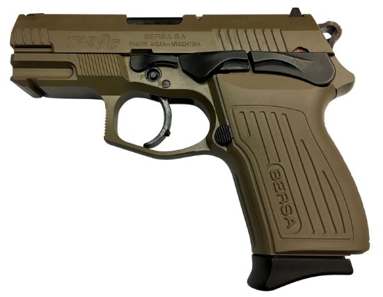 Picture of Bersa Tpr9cfde Tprc Sports South Exclusive 9Mm Luger 13+1, 3.50" Black Steel Barrel, Flat Dark Earth Serrated Steel Slide & Aluminum Frame W/Picatinny Rail, Ambidextrous 