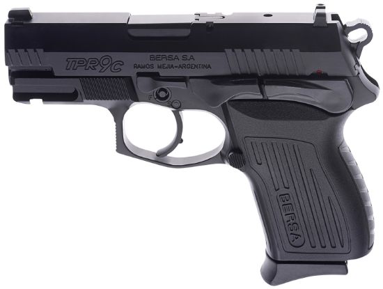 Picture of Bersa Tpr9cm Tprc Compact Frame 9Mm Luger 13+1, 3.25" Black Manual Barrel, Matte Black Serrated Steel Slide & Aluminum Frame, Ambidextrous 