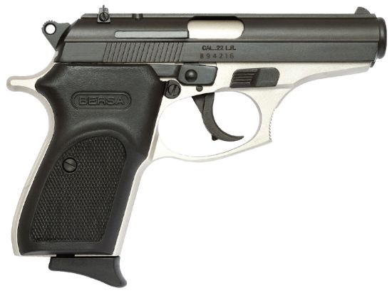 Picture of Bersa T22dt Thunder Micro-Compact Frame 22 Lr 10+1 3.50" Nickel Steel Barrel, Matte Black Serrated Slide, Nickel Aluminum Frame W/Beavertail 