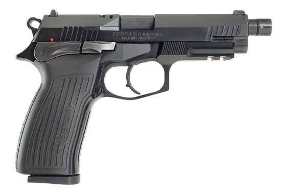 Picture of Bersa Tpr9mx Tprx Full Size Frame 9Mm Luger 17+1, 4.25" Black Steel Threaded Barrel, Matte Black Serrated Steel Slide & Aluminum Frame W/Picatinny Rail, Ambidextrous 