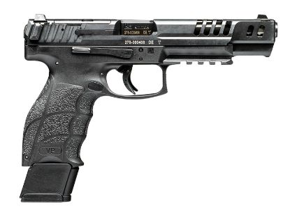 Picture of Hk 81000553 Vp9 Match 9Mm Luger 20+1 5.51" Polygonal Rifled Barrel, Black Optic Ready/Serrated W/Ports Slide & Frame W/Picatinny Rail, Black Finger Grooved Polymer Grips Ambidextrous 