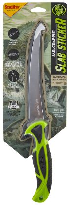 Picture of Smiths Products 51208 Mr. Crappie Curved Slab Sticker 6" Fixed Fillet Plain 420Hc Ss Blade Gray/Green Tpe Handle Includes Sheath 