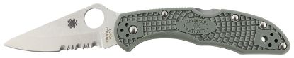 Picture of Spyderco C33psfg Delica 4 Lightweight 2.88" Folding Drop Point Part Serrated Vg-10 Ss Blade Foliage Green Bi-Directional Texturing Frn Handle Includes Pocket Clip 