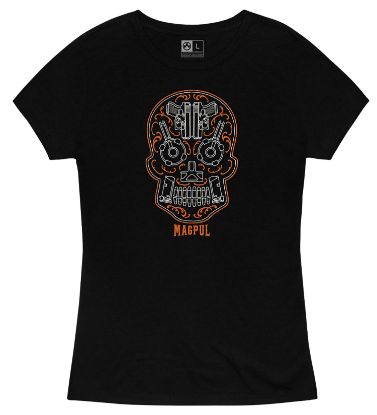 Picture of Magpul Mag1218001s Sugar Skull Women's Black Cotton/Polyester Short Sleeve Small 