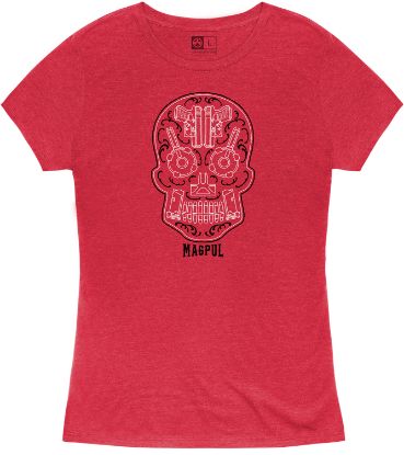 Picture of Magpul Mag12186122xl Sugar Skull Women's Red Heather Cotton/Polyester Short Sleeve 2Xl 