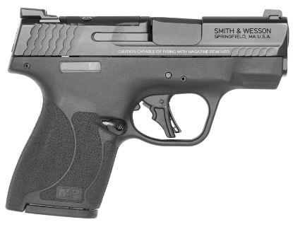 Picture of Smith & Wesson 13559 M&P Shield Plus Micro-Compact Frame 9Mm Luger 10+1, 3.10" Black Armornite Stainless Steel Barrel & Optic Cut/Serrated Slide, Matte Black Polymer Frame, Tritium Night Sights 