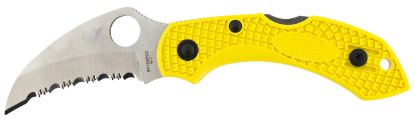 Picture of Spyderco C28syl2hb Dragonfly 2 Salt 2.30" Folding Hawkbill Serrated H2 Steel Blade Yellow Frn Handle, Includes Pocket Clip 