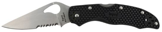 Picture of Spyderco By01psbk2 Byrd Harrier 2 Lightweight 3.36" Folding Part Serrated 3Cr13mov Ss Blade Black Textured Frn Handle Includes Pocket Clip 