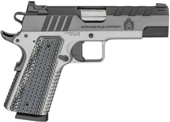 Picture of Springfield Armory Px9218l 1911 Emissary 45 Acp 8+1 4.25" Bull Barrel, Stainless Steel Frame W/Beavertail , Tri-Top Cut Blued Carbon Steel Slide, Black Vz Thin-Line G10 Grip 