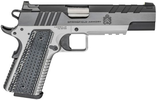 Picture of Springfield Armory Px9219l 1911 Emissary 9Mm Luger 5" 9+1 Stainless Steel Frame Blued Carbon Steel With Tri-Top Cut Slide Black Vz Thin-Line G10 Grip Fiber Optic Front Sight Includes 2 Mags 