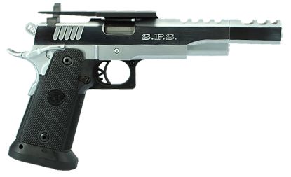 Picture of Tristar 85680 Sps Vista Long 1911 38 Super 21+1, 5.50" Black Match Grade Threaded Barrel, Chrome Ported/Serrated Steel Slide, Chrome Steel Frame W/Beavertail, Black Polymer Grip 