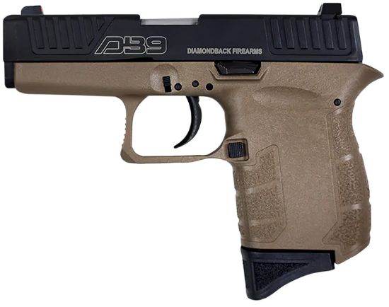 Picture of Diamondback Db0200p061 Db9 Gen4 Micro-Compact Frame 9Mm Luger 6+1, 3.10" Stainless Steel Barrel, Black Nitride Serrated Stainless Steel Slide, Flat Dark Earth Polymer Frame & Grip 