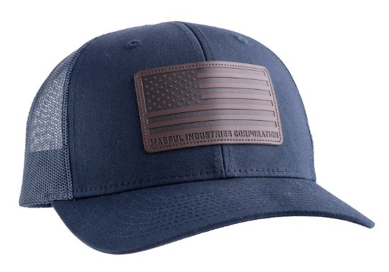 Picture of Magpul Mag1212-410 Standard Trucker Hat Navy Adjustable Snapback Osfa Structured Leather Patch 