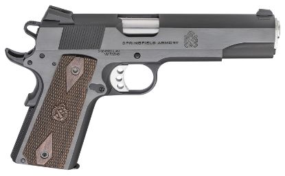 Picture of Springfield Armory Px9420 1911 Garrison 45 Acp 7+1, 5" Stainless Match Grade Steel Barrel, Salt Blued Serrated Carbon Steel Slide, Blued Steel Frame W/Beavertail, Thin-Line Wood Grip 