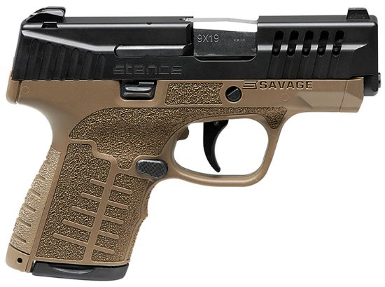 Picture of Savage Arms 67007 Stance 9Mm Luger 7+1/8+1 3.2" Barrel, Flat Dark Earth Polymer Frame, Serrated/Ported Black Nitride Slide, Interchangeable Backstrap, No Manual Safety, Night Sights 