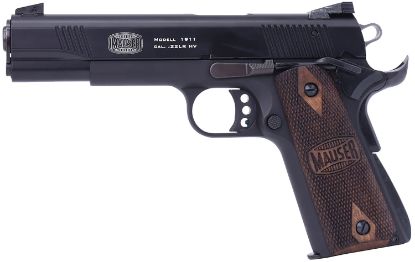 Picture of Mauser Rimfire 4110602 1911 22 Lr 10+1 5" Black Steel Barrel, Black Serrated Slide, Black Aluminum Frame W/Beavertail, Walnut Grip, Ambidextrous 