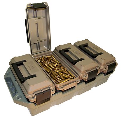 Picture of Mtm Case-Gard Ac4c 4-Can Ammo Crate 30 Cal Rifle Dark Earth/Army Green Polypropylene 5" X 11.3" X 7.2" 15 Lbs 