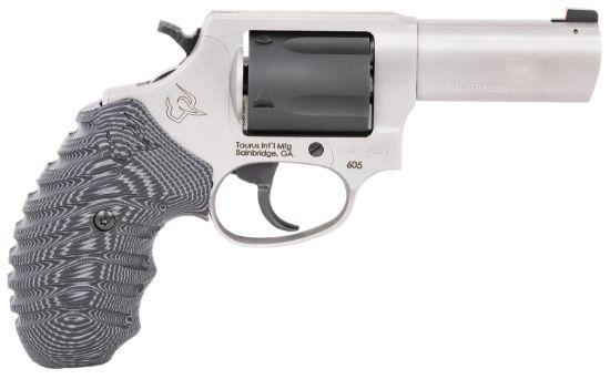 Picture of Taurus 260535Nsvz Defender 605 Sa/Da 38 Special +P Or 357 Mag 5 Shot 3" Matte Stainless Steel Barrel, Matte Black Cylinder, Matte Finish Stainless Steel Frame, Black/Gray Vz Grip, Night Front Sight 