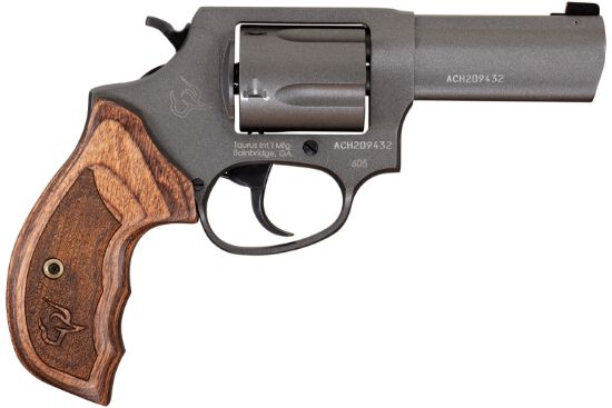 Picture of Taurus 26053Cns Defender 605 Sa/Da 38 Special +P Or 357 Mag 5 Shot 3" Barrel, Overall Tungsten Gray Cerakote Finished Steel, Altamont Wood Grip, Night Front Sight 