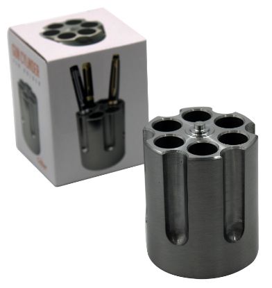 Picture of Caliber Gourmet Cbg1007bk Caliber Gourmet Cylinder Pen Holder Black Aluminum 3.25" X 2.75" Pistol Cylinder 