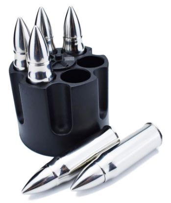 Picture of Caliber Gourmet Cbg1046b Caliber Gourmet Bullet Chillers Silver Stainless Steel Pistol Cylinder/Bullets 