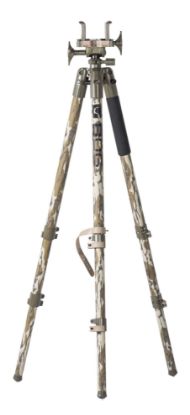 Picture of Bog-Pod 1164398 Deathgrip Tripod Made Of Mossy Oak Bottomland Finish Aluminum With Steel Feet, 360 Degree Pan, Integrated Bubble Level & Lever-Leg Locks 