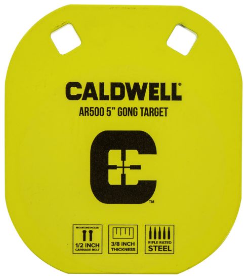 Picture of Caldwell 1116700 Gong 5" Yellow Ar500 Steel 0.38" Thick Hanging 