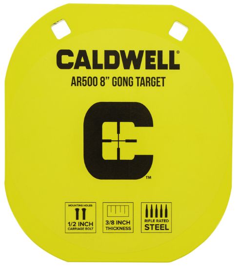 Picture of Caldwell 1116703 Gong 8" Yellow Ar500 Steel 0.38" Thick Hanging 