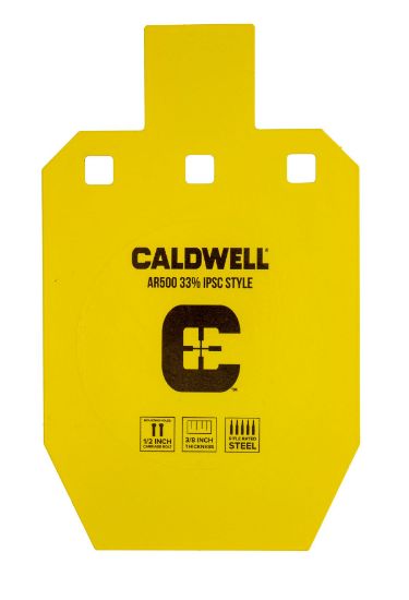 Picture of Caldwell 1116697 C Yellow Powder Coat Ar500 Steel 10" L X 6.1" W X 0.4" D 33% Hanging 